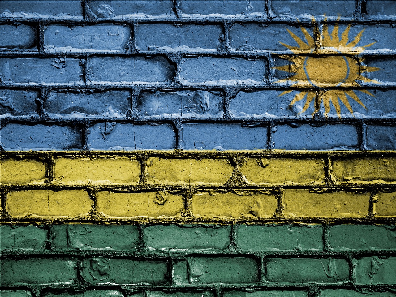 Rwanda flag. painted bricks. COURTESY David Petersona pixabay.com-flag-2529052_1280